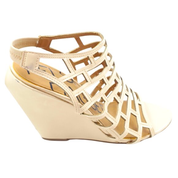 Kelsi Dagger Women's "Eris" Tan Open-Toe Slingback Wedge Sandals - Picture 2 of 14
